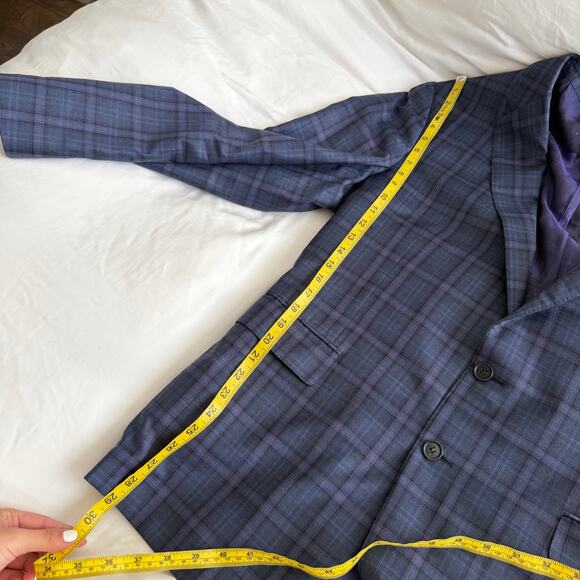 Austin Taylor Platinum Purple Plaid Wool Blazer Men’s 58R Sport Coat - Picture 10 of 14